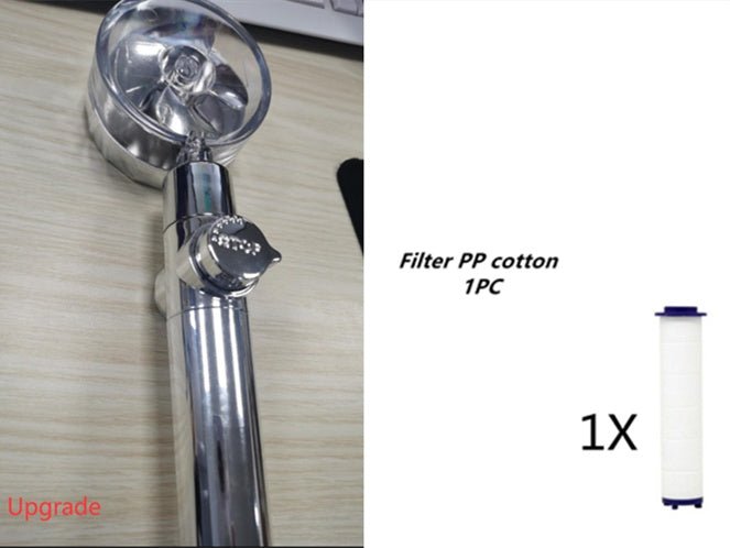 Douchette Turbo Propeller Économiseur d'Eau Haute Pression 360 Degrés avec Extension de Ventilateur - Allomarc.com