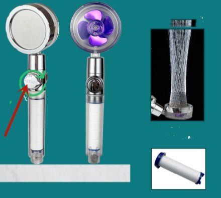 Douchette Turbo Propeller Économiseur d'Eau Haute Pression 360 Degrés avec Extension de Ventilateur - Allomarc.com