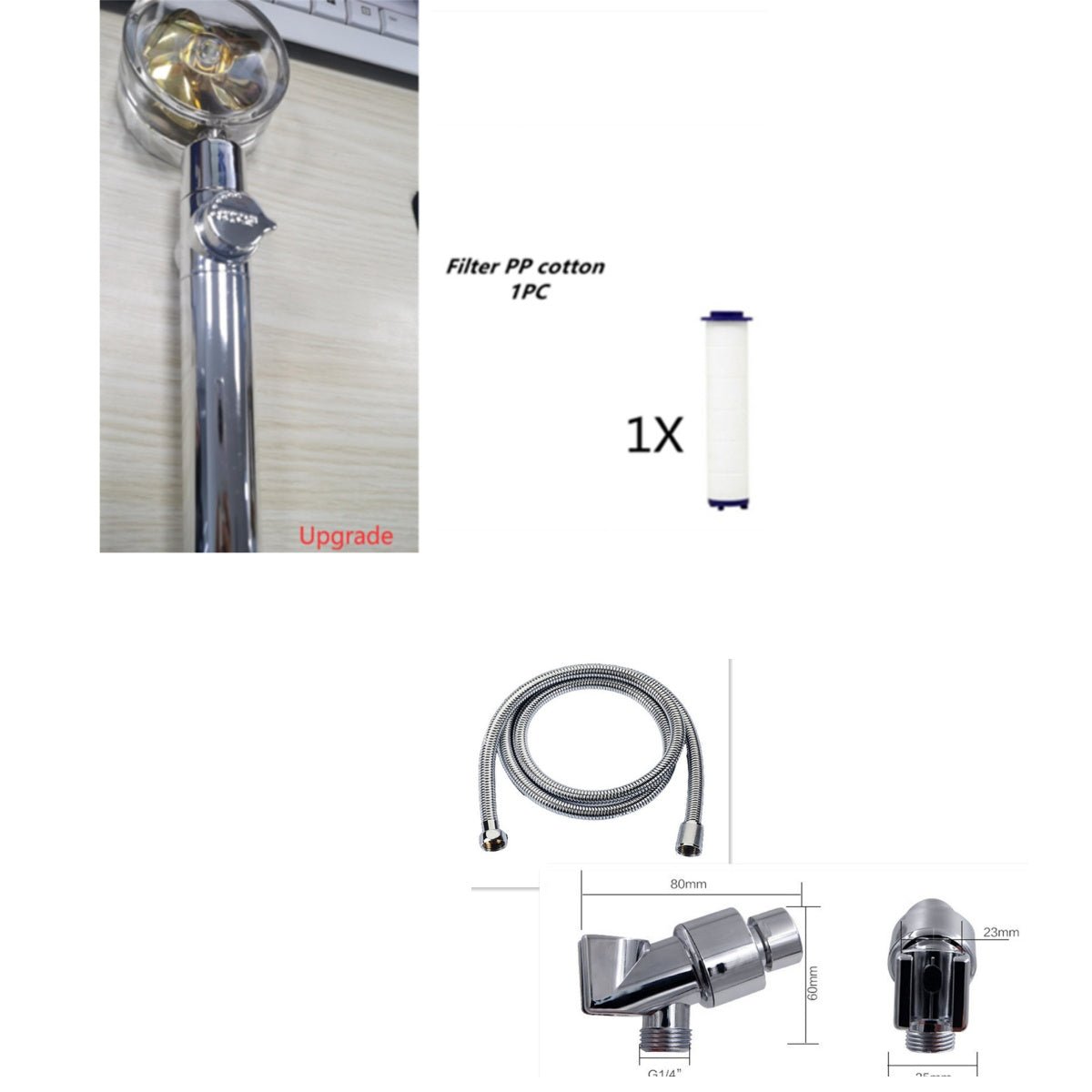 Douchette Turbo Propeller Économiseur d'Eau Haute Pression 360 Degrés avec Extension de Ventilateur - Allomarc.com