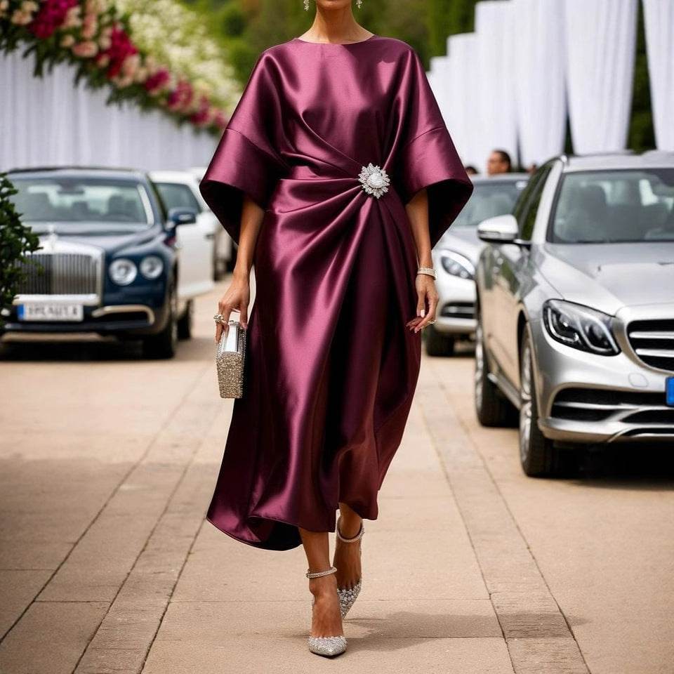 Robe Élégante avec Perles et Satin pour Femmes - Allomarc.com