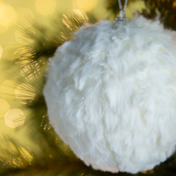 Ensemble de 6 Boules de Noël Crème Ruffle pour Décorations Suspendues