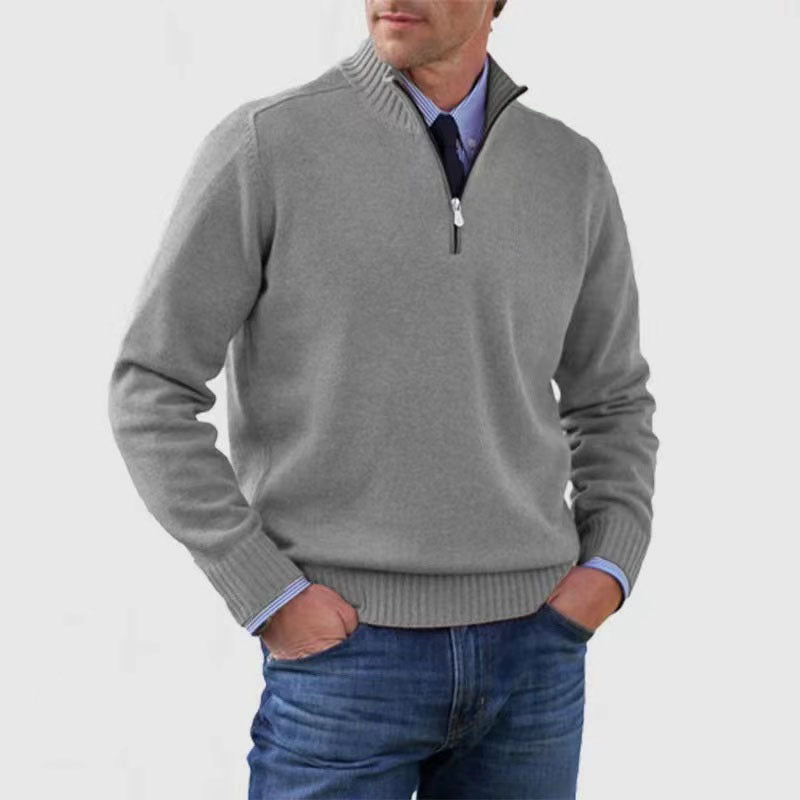Pull Zippé Col Montant pour Homme - Mode Hiver Couleur Unie