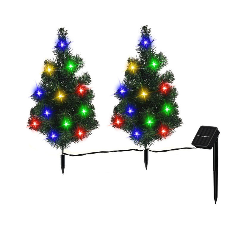 Paquet de 2 Arbres de Noël Solaires avec Lumières LED Multicolores