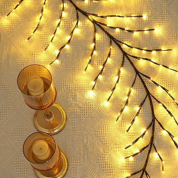 Lampe en Rattan avec Feuilles LED pour Chambre - Décoration Intérieure de Noël