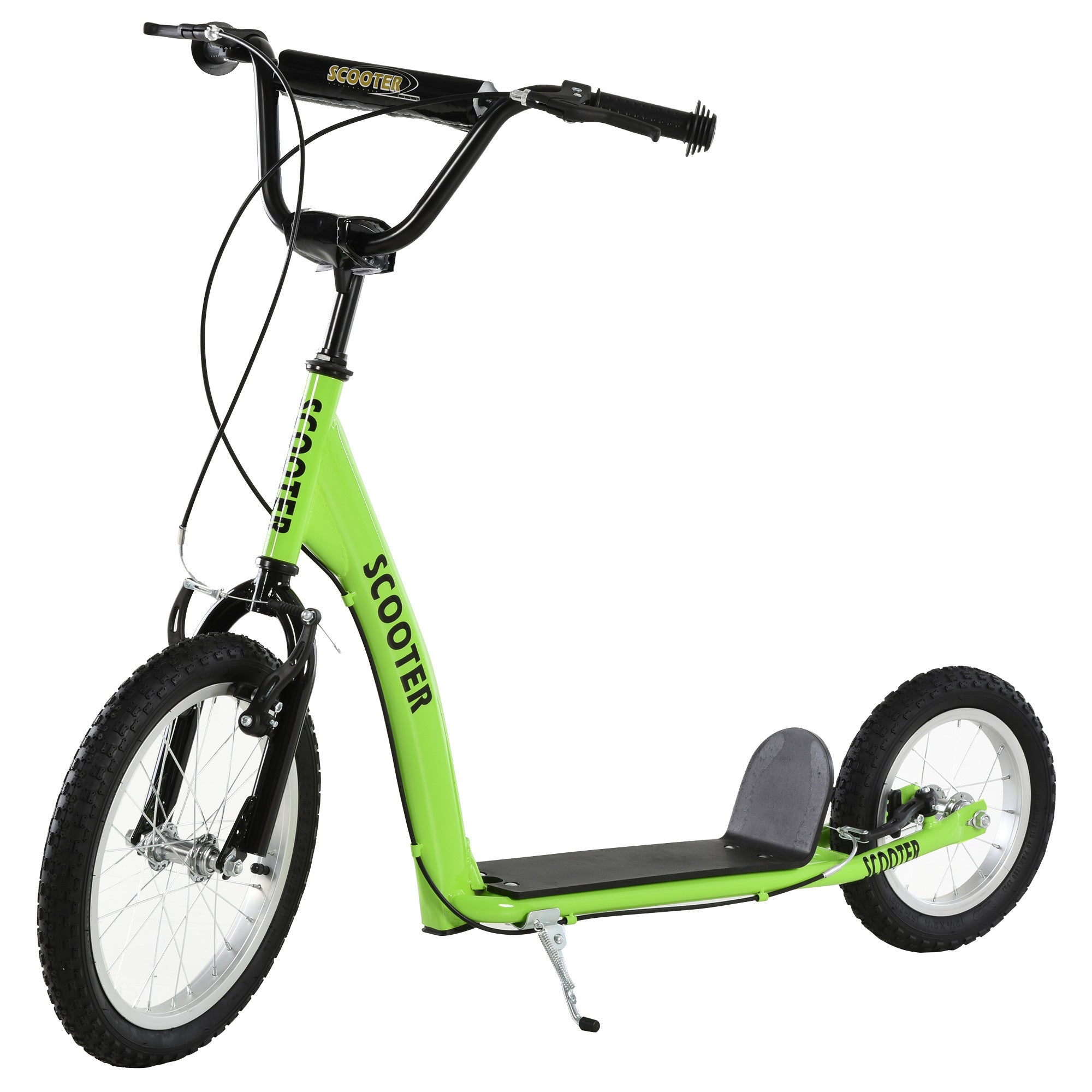 Trottinette pour Enfant Avec Guidon Réglable, Freins Doubles et Roues Gonflables - Vert