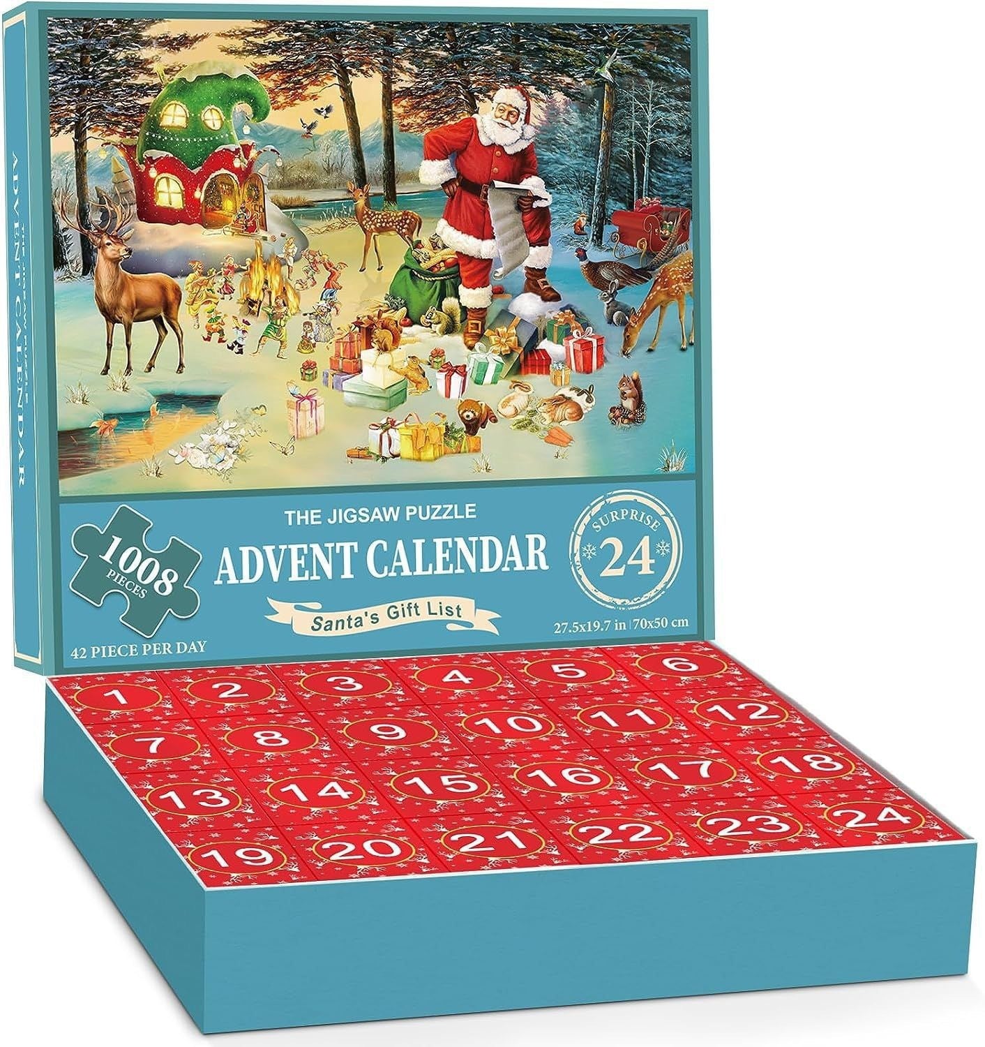 Calendrier de l'Avent Puzzle de Noël avec 24 Boîtes
