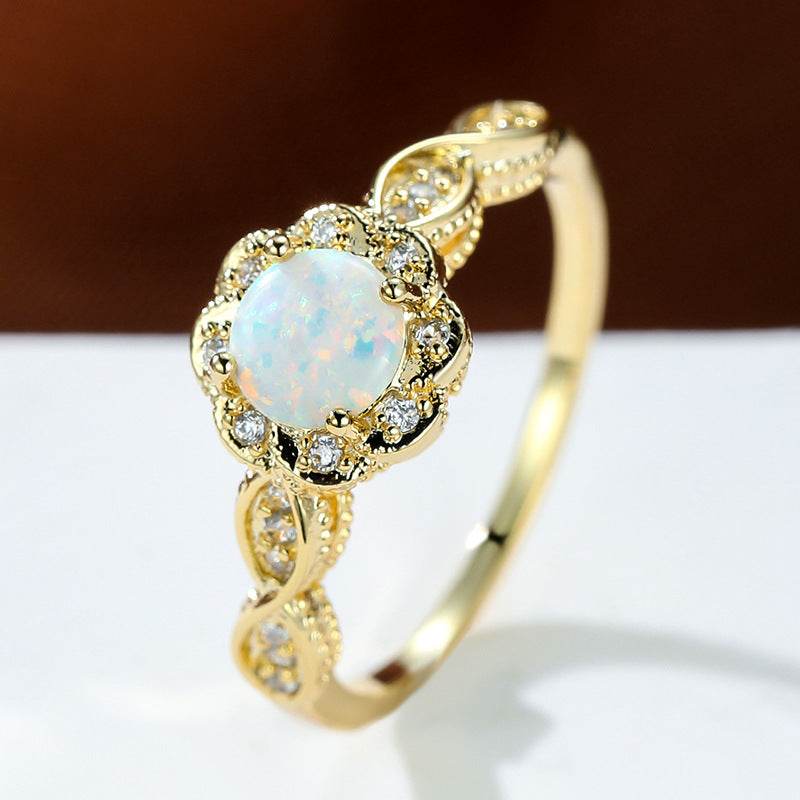 Bague Fleur Opale Platine - Allomarc.com
