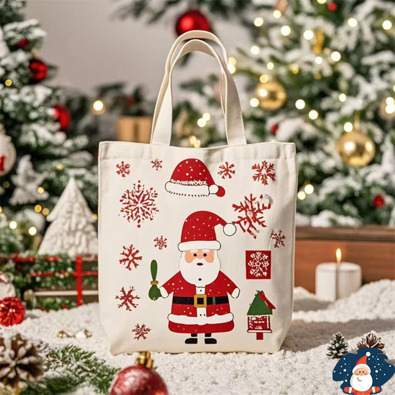 Sac en toile portable de Noël avec motif du Père Noël