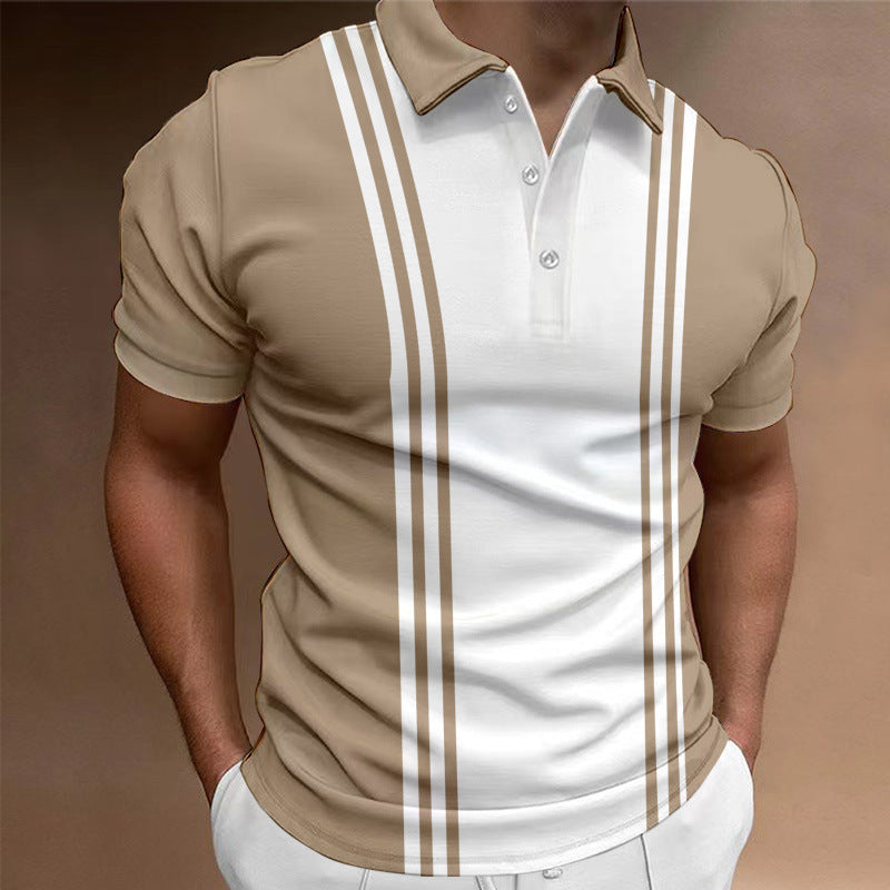 T-shirt Casual à Imprimé avec 3 Boutons pour Hommes