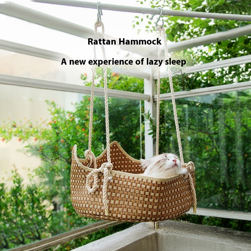 Hamac pour Chat en Rattan - Nid Printanier d'Été