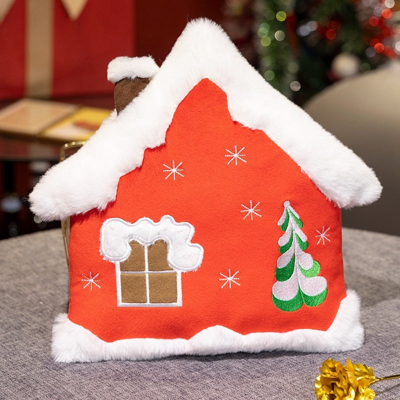 Coussin en Peluche Décoratif de Noël en Forme d'Arbre