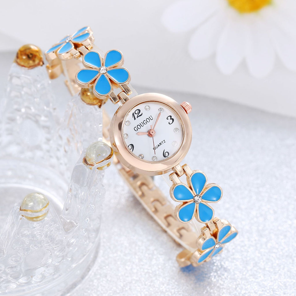 Montre Bracelet Femme à Motif Pétale en Quartz