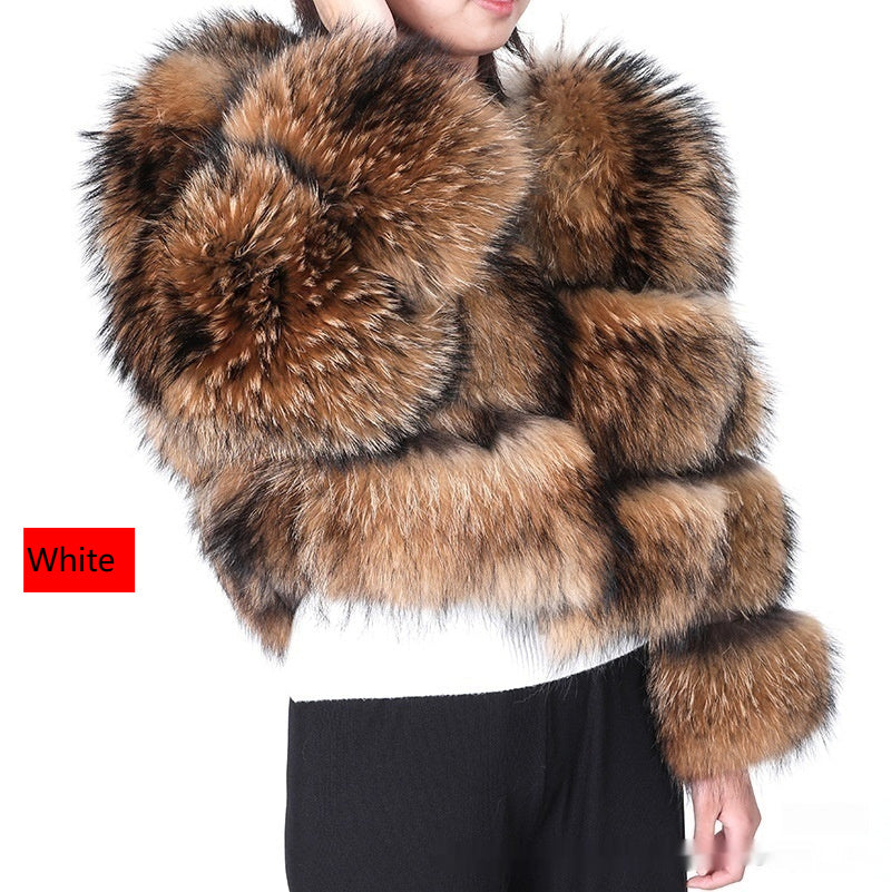 Manteau en Fourrure de Raton Laveur pour Femmes