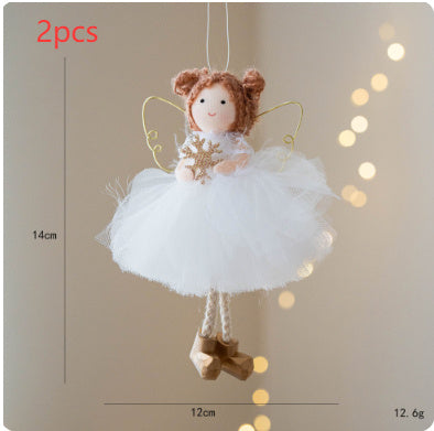 Jupe Tulle Blanche de Noël avec Pendentif Aile d'Ange Dorée