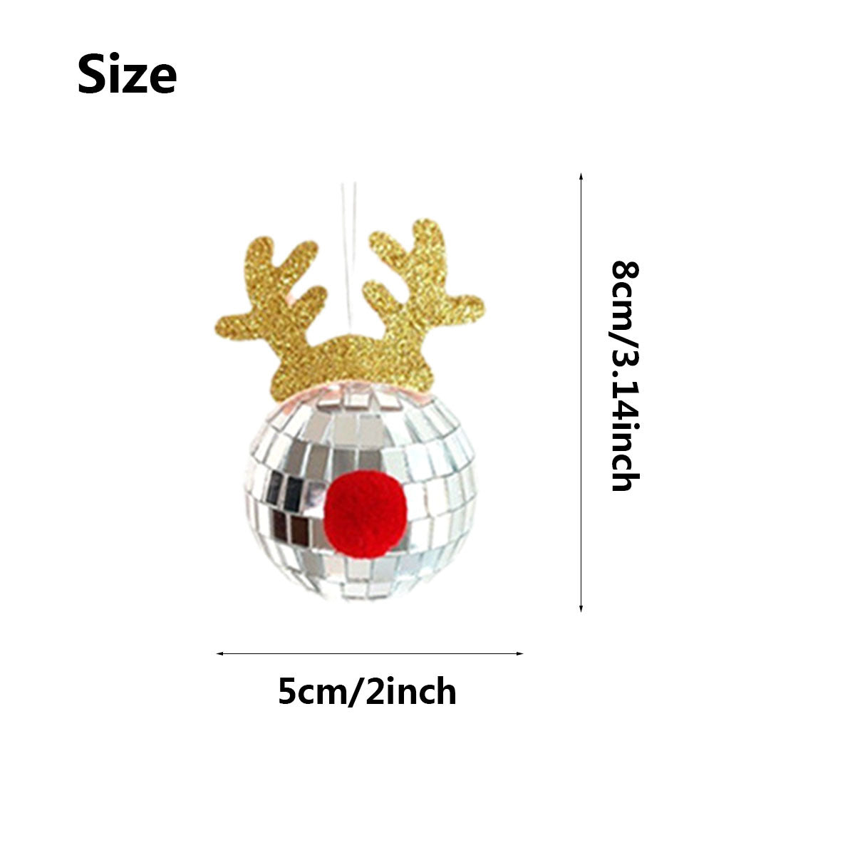 Boules à Facettes en Miroir Argenté pour Noël - 5 Pcs avec Corde