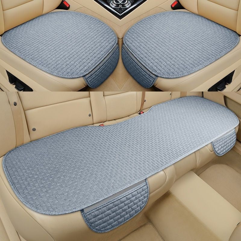 Coussin de Siège de Voiture en Lin - Ensemble Universel 3 Pièces pour Toutes les Saisons