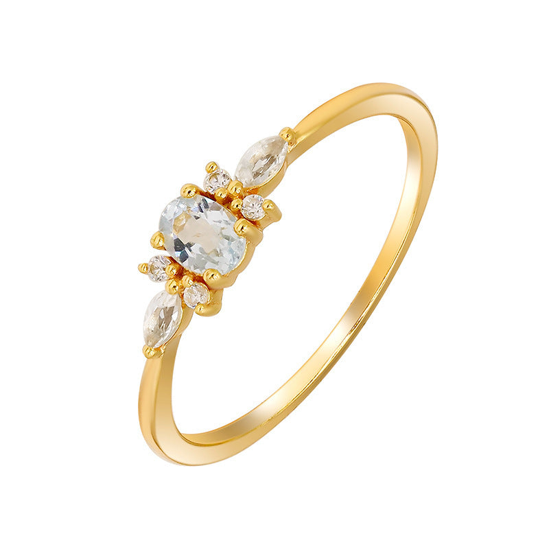 Bague en Argent S925 pour Femmes Couleur Bleu Ciel