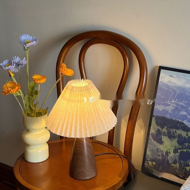 Lampe de Table en Céramique Nordic Retro avec Plis pour Chambre