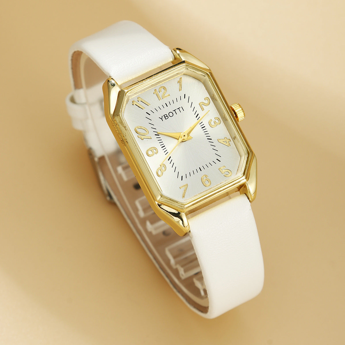 Montre Femme Cuir Carrée Quartz avec Ensemble de Collier, Boucles d'Oreilles et Bague