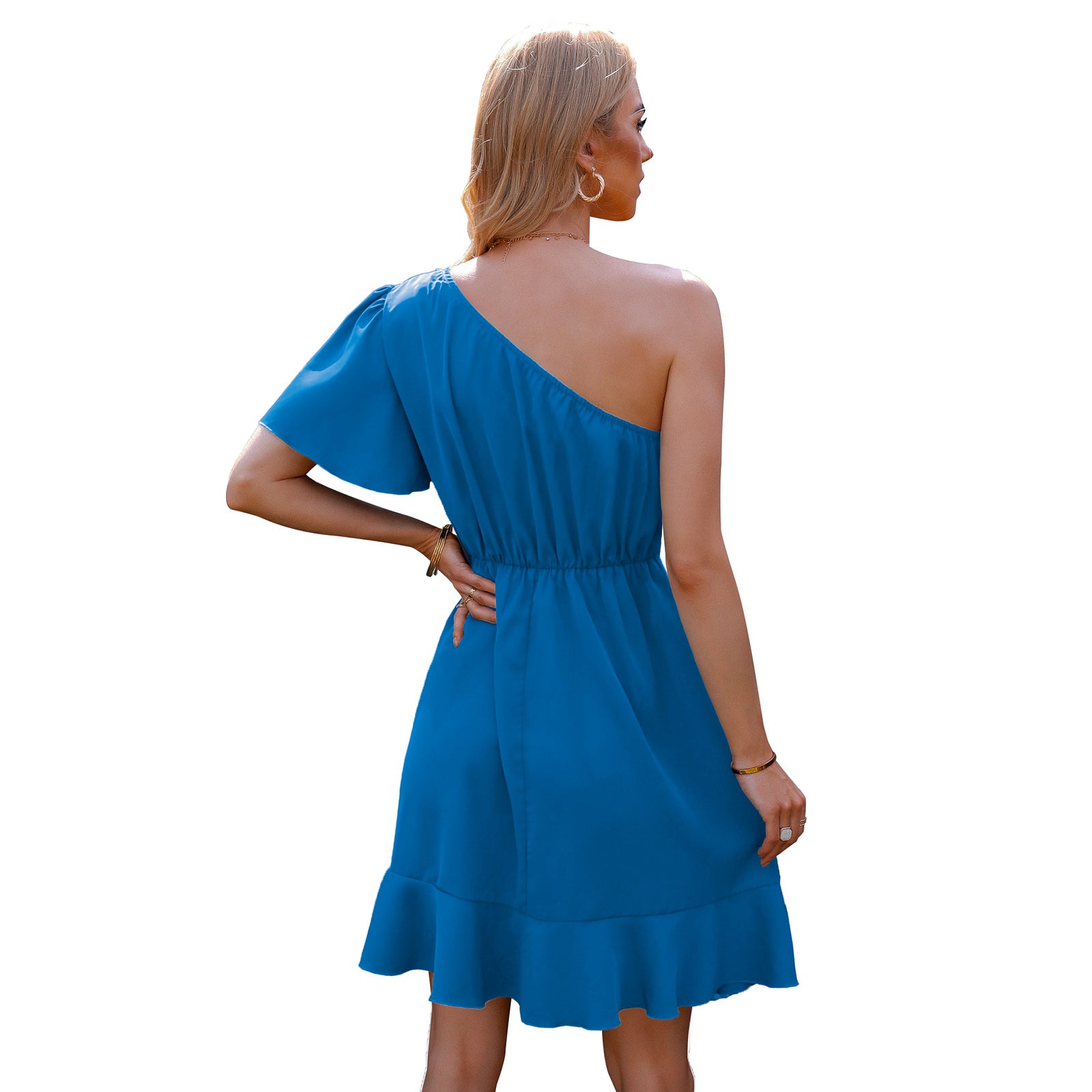 Robe à volants dénudée aux épaules – Style Européen et Américain pour Femmes