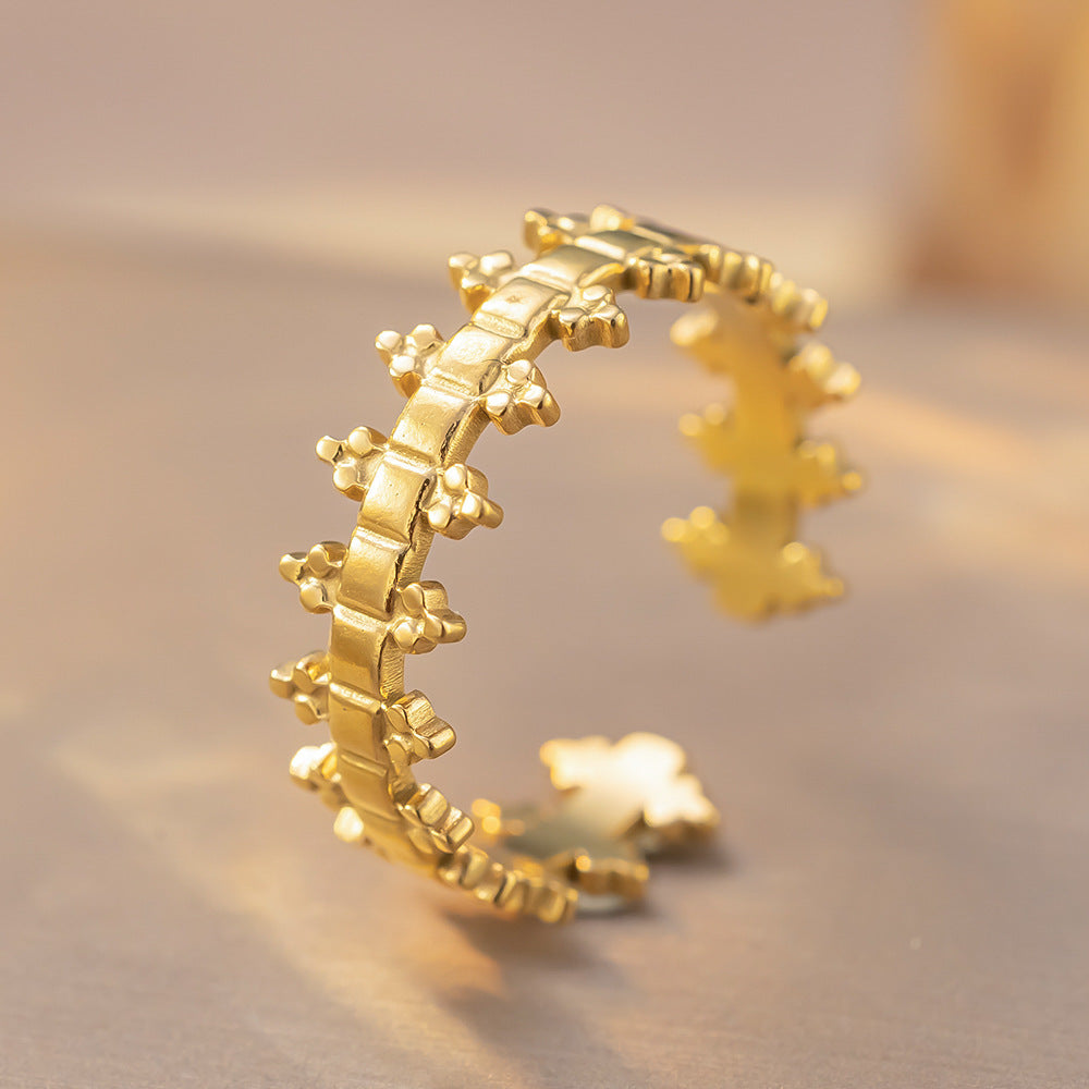 Bague Ouverte Ajustable en Acier Titane Retro - Élégance et Simplicité