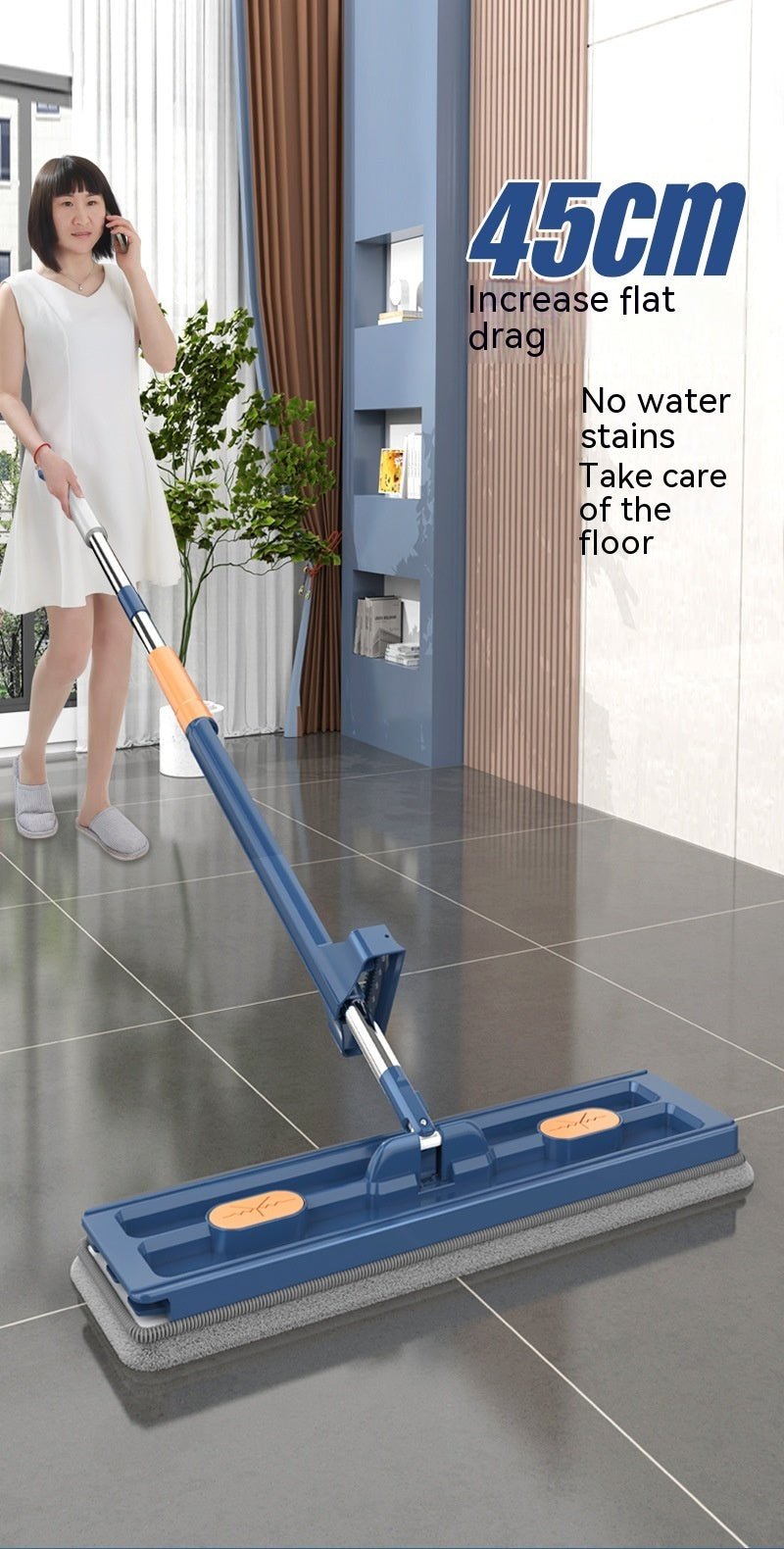 Nouveau Mop Plat Large Style 360° Rotation - Parfait pour Tous Types de Sols