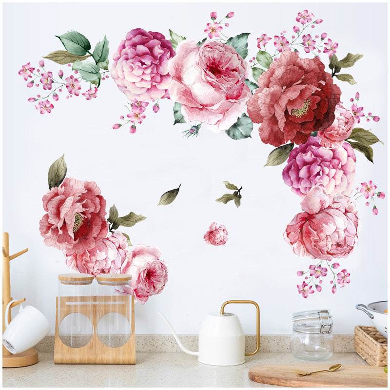 Autocollants Muraux de Pivoines Aquarelle pour Salon - Allomarc.com