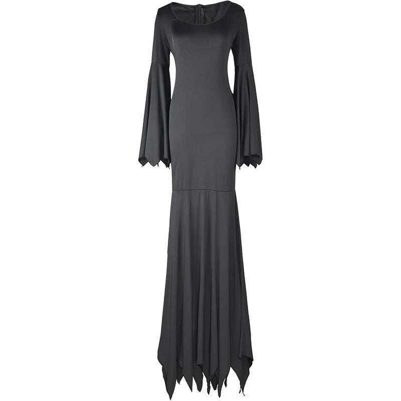 Robe Gothique Noire Femme avec Manches Chauve-Souris pour Halloween