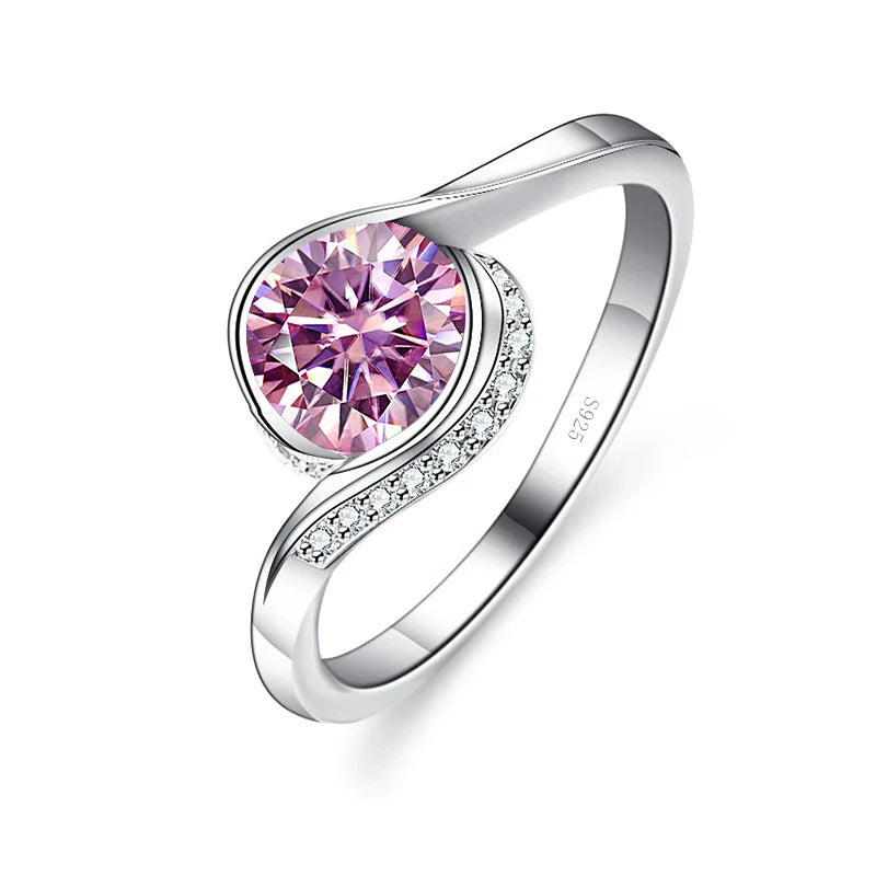 Bague en Moissanite S925 en Argent Sterling pour Femmes