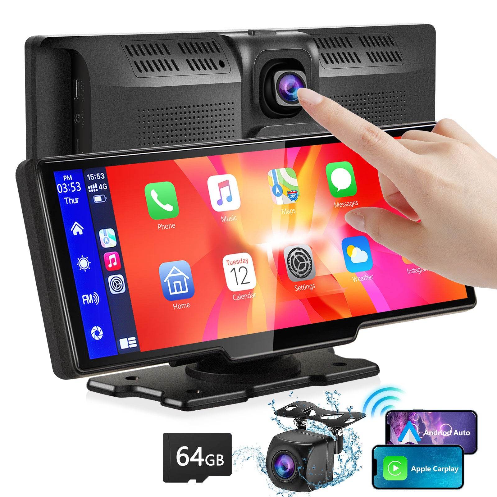 Écran Carplay Portable sans Fil avec Caméra 2.5K - Allomarc.com