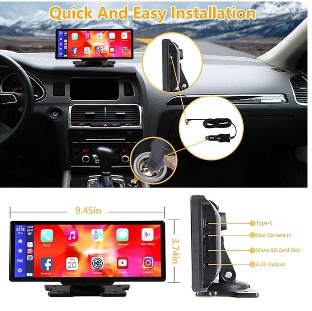 Écran Carplay Portable sans Fil avec Caméra 2.5K - Allomarc.com