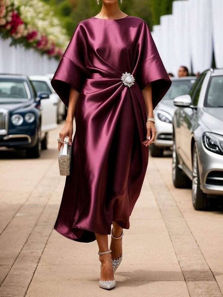 Robe Élégante avec Perles et Satin pour Femmes - Allomarc.com