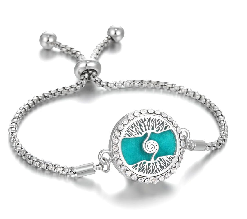 Bracelet Aromathérapie Ajustable en Acier Inoxydable Creux