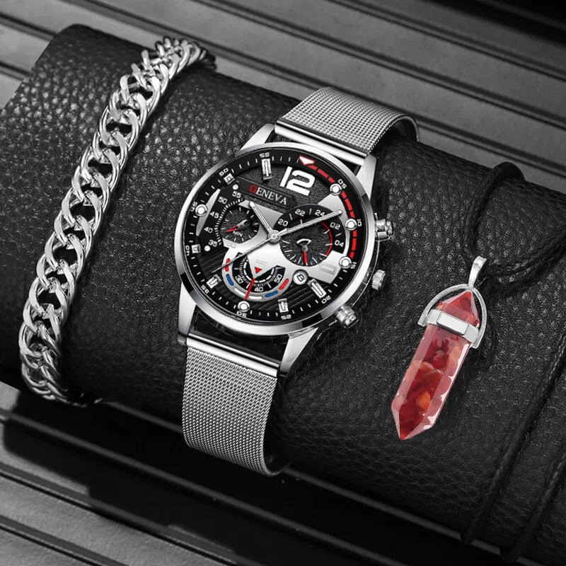 Montre Quartz Créative à Grand Cadran avec Trois Aiguilles en Acier