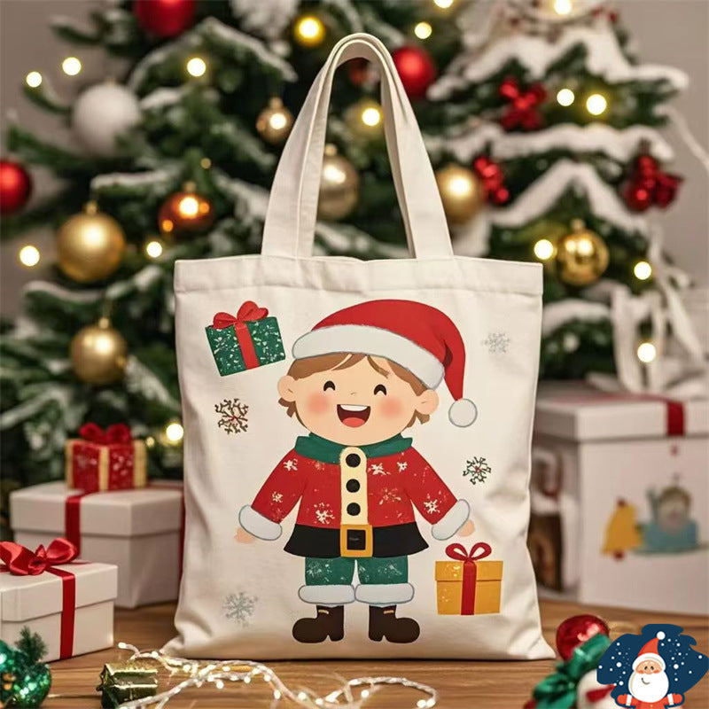 Sac en toile portable de Noël avec motif du Père Noël