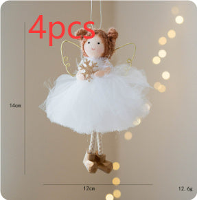 Jupe Tulle Blanche de Noël avec Pendentif Aile d'Ange Dorée