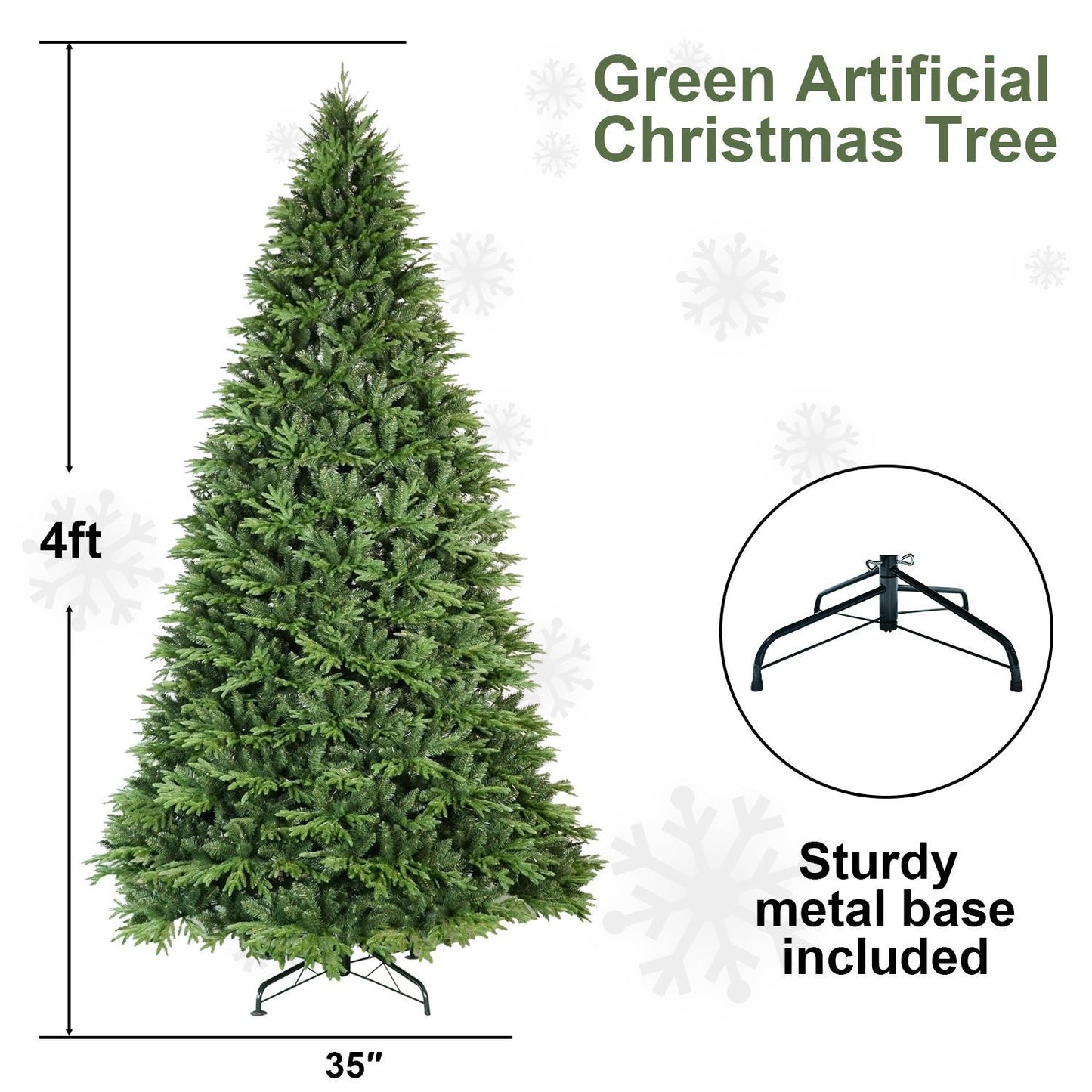 Arbre de Noël Artificiel Hybride Automatique 4ft PE PVC avec Fil en Acier