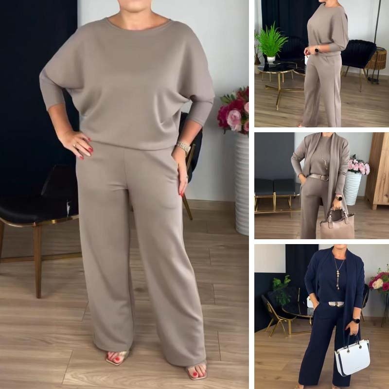 Ensemble Blouse et Pantalon Confortable à Col Rond et Manches Longues - Allomarc.com