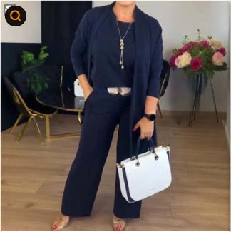 Ensemble Blouse et Pantalon Confortable à Col Rond et Manches Longues - Allomarc.com