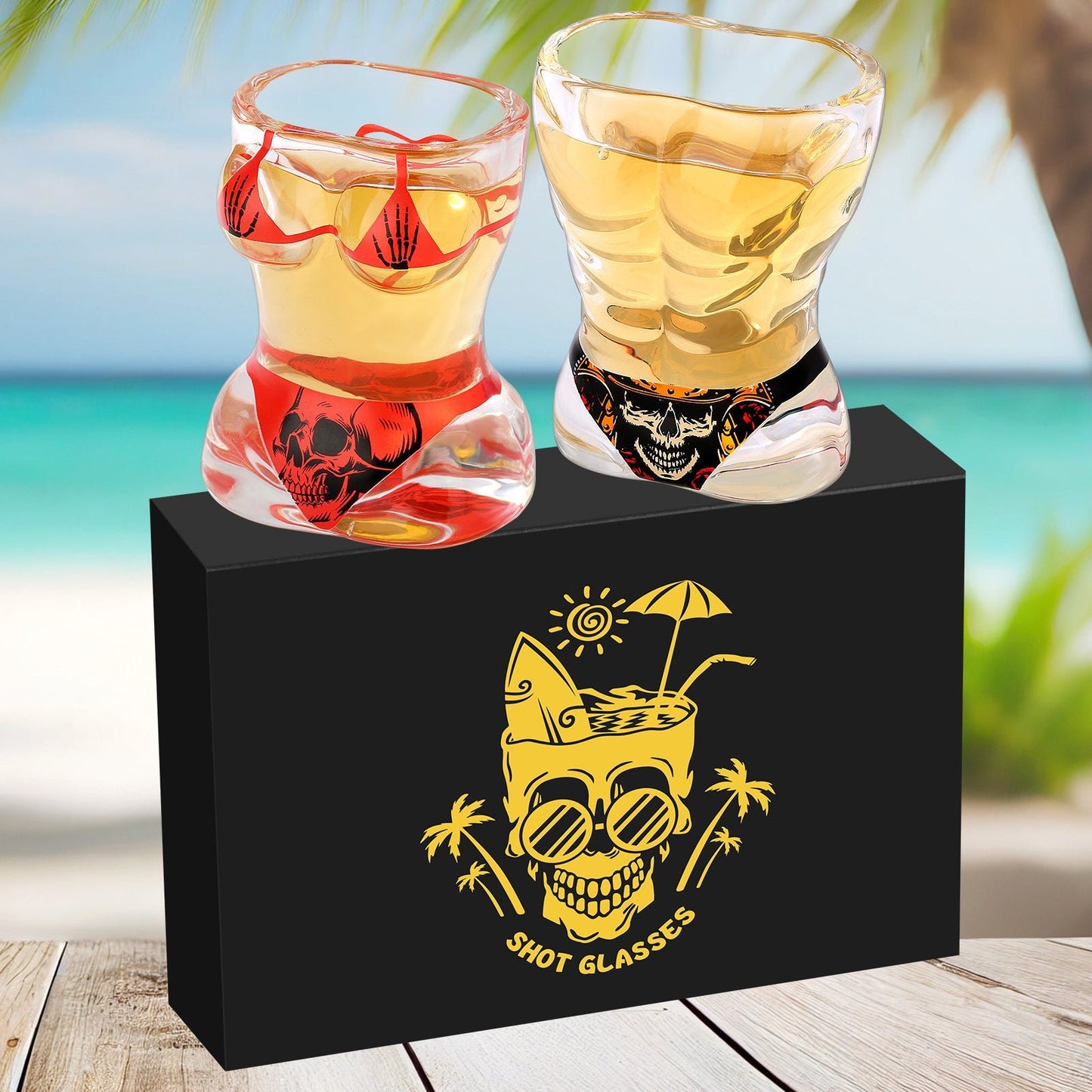 Ensemble de 2 Verres à Vin en Verre Noir et Rouge Style Crâne pour Hommes - Allomarc.com