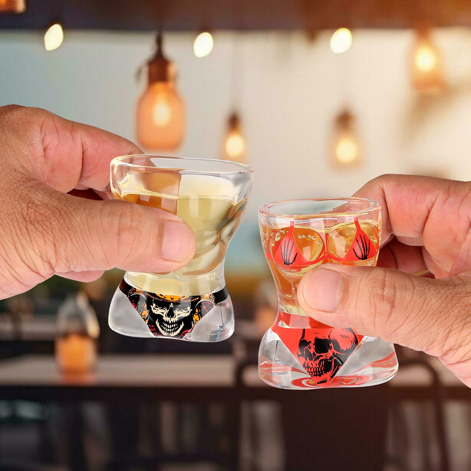 Ensemble de 2 Verres à Vin en Verre Noir et Rouge Style Crâne pour Hommes - Allomarc.com