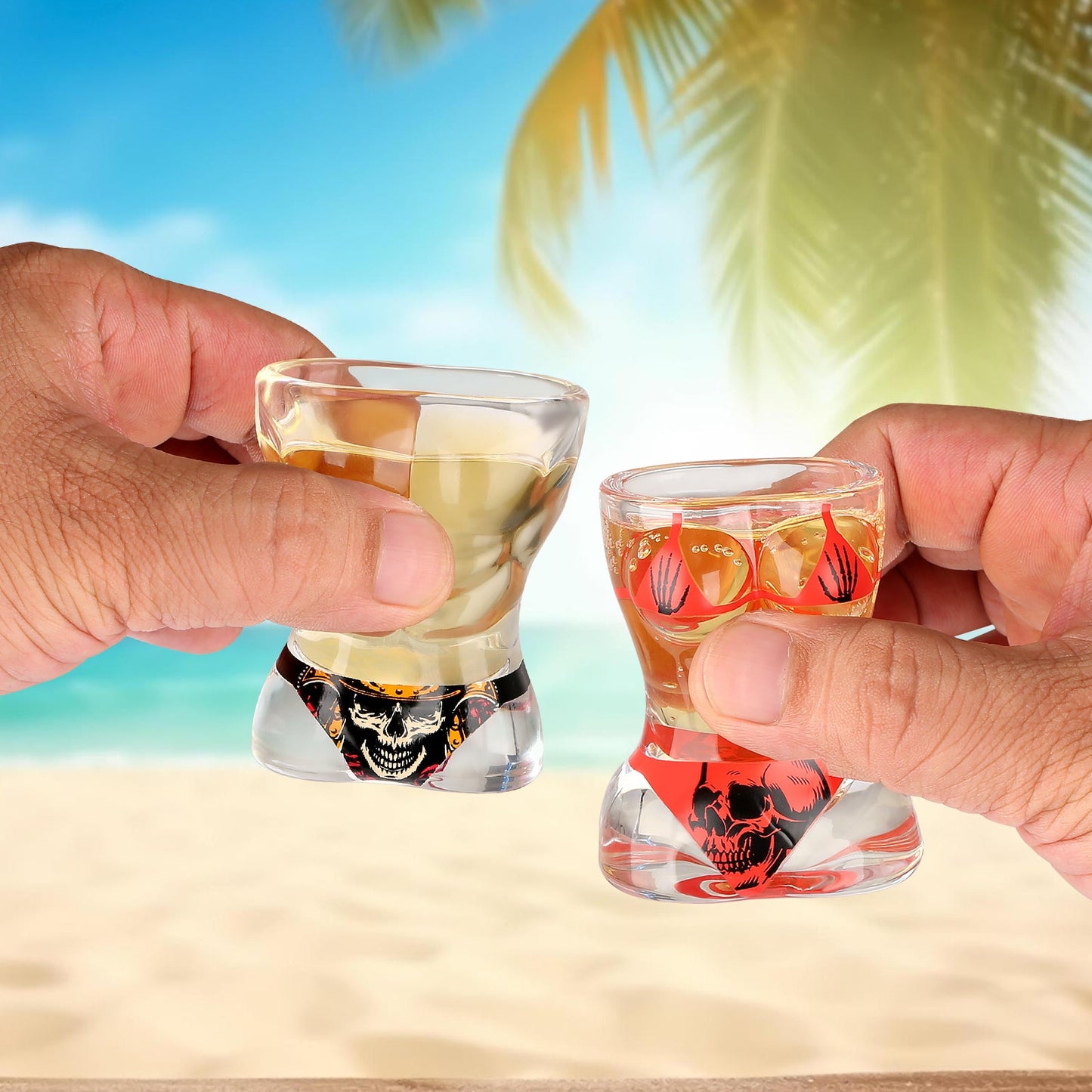 Ensemble de 2 Verres à Vin en Verre Noir et Rouge Style Crâne pour Hommes - Allomarc.com