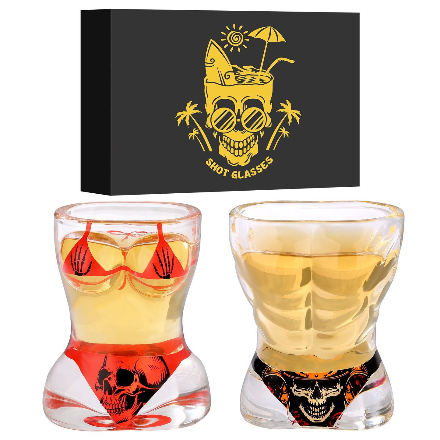 Ensemble de 2 Verres à Vin en Verre Noir et Rouge Style Crâne pour Hommes - Allomarc.com