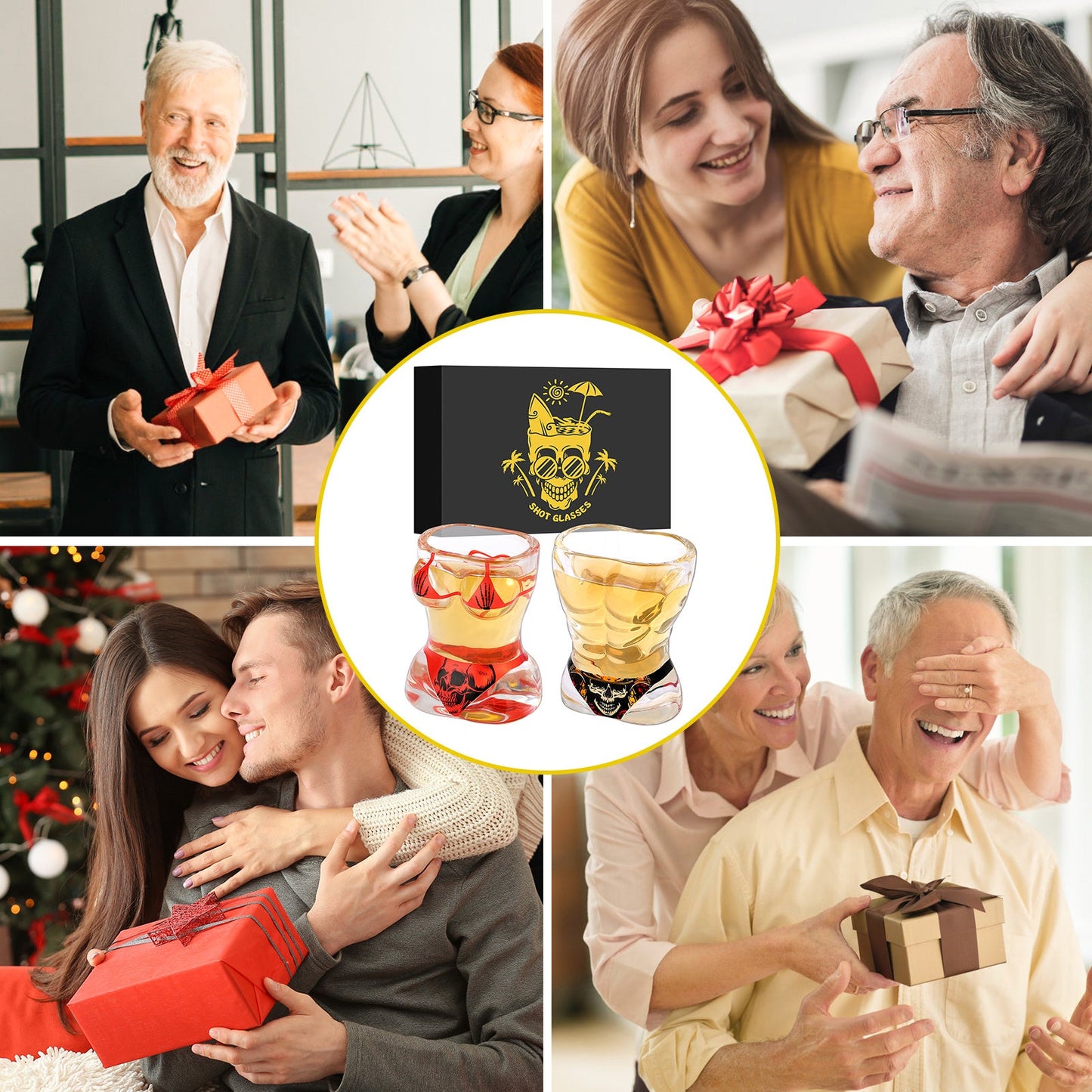 Ensemble de 2 Verres à Vin en Verre Noir et Rouge Style Crâne pour Hommes - Allomarc.com