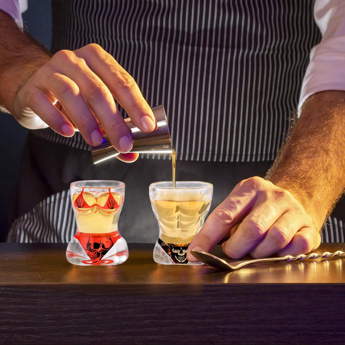 Ensemble de 2 Verres à Vin en Verre Noir et Rouge Style Crâne pour Hommes - Allomarc.com