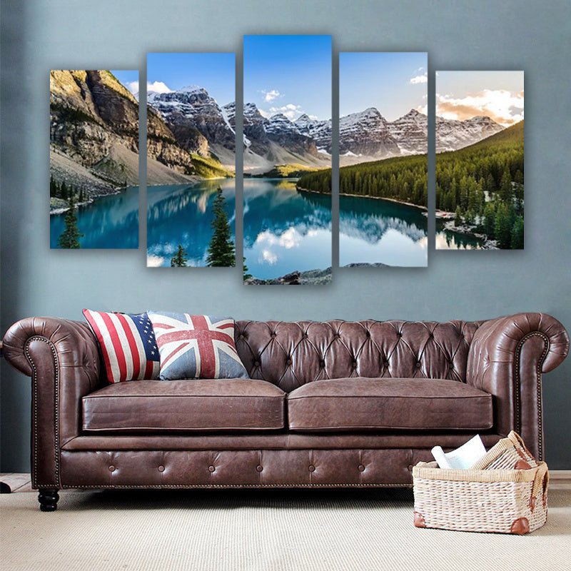 Ensemble de 5 Art Muraux en Toile Moraine Lake et Montagne pour Salon - Allomarc.com