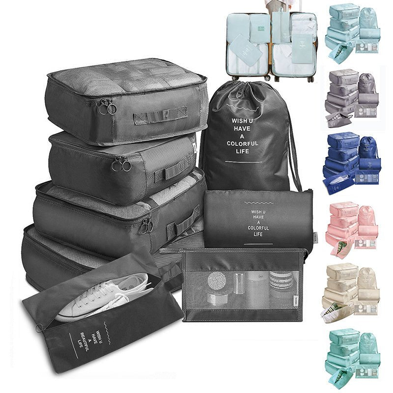 Ensemble de 8 Sacs de Rangement pour Voyage - Organisateur de Valise pour Vêtements, Sous - vêtements et Chaussures - Allomarc.com