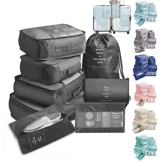 Ensemble de 8 Sacs de Rangement pour Voyage - Organisateur de Valise pour Vêtements, Sous - vêtements et Chaussures - Allomarc.com