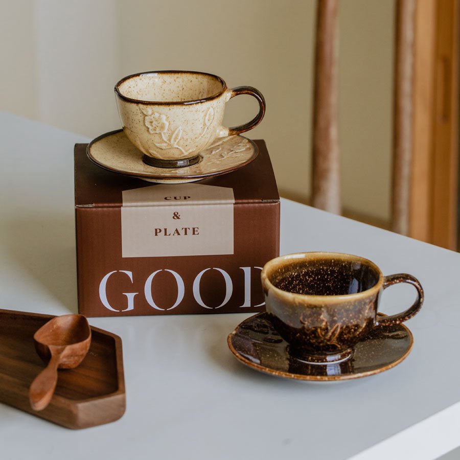 Ensemble de Café en Céramique Émaillée avec Fleurs - Allomarc.com