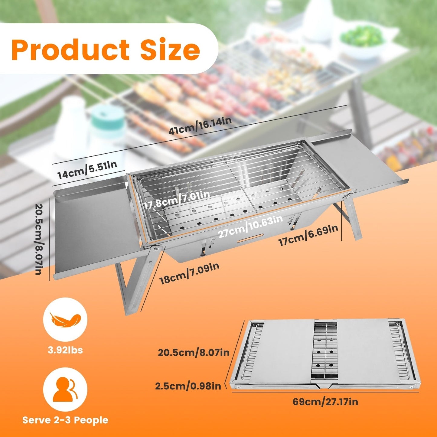 Ensemble de Grill Portable 3 en 1 Pliable Charbon de Bois pour 2 - 3 Personnes - Allomarc.com